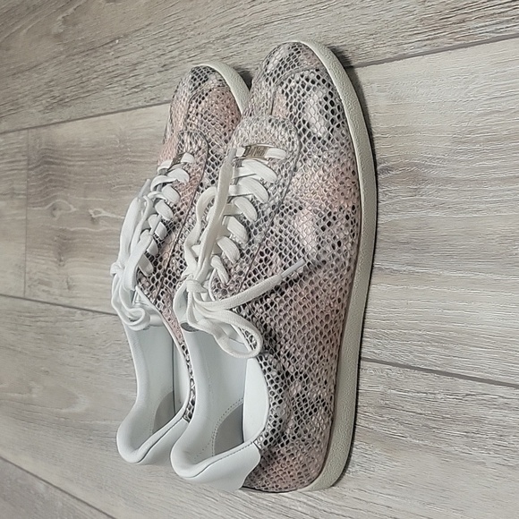 PAIGE Amy Sneakers Metallic Snake Printed Leather Size 10 - Picture 2 of 10